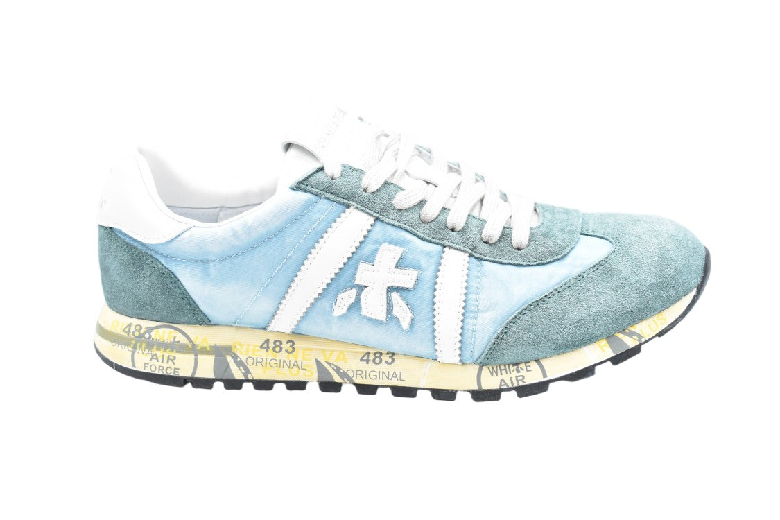 Premiata Blue Suede Fabric Side Logo Shoes