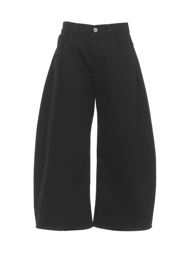 The Attico Black Cropped Palazzo Cotton Jeans