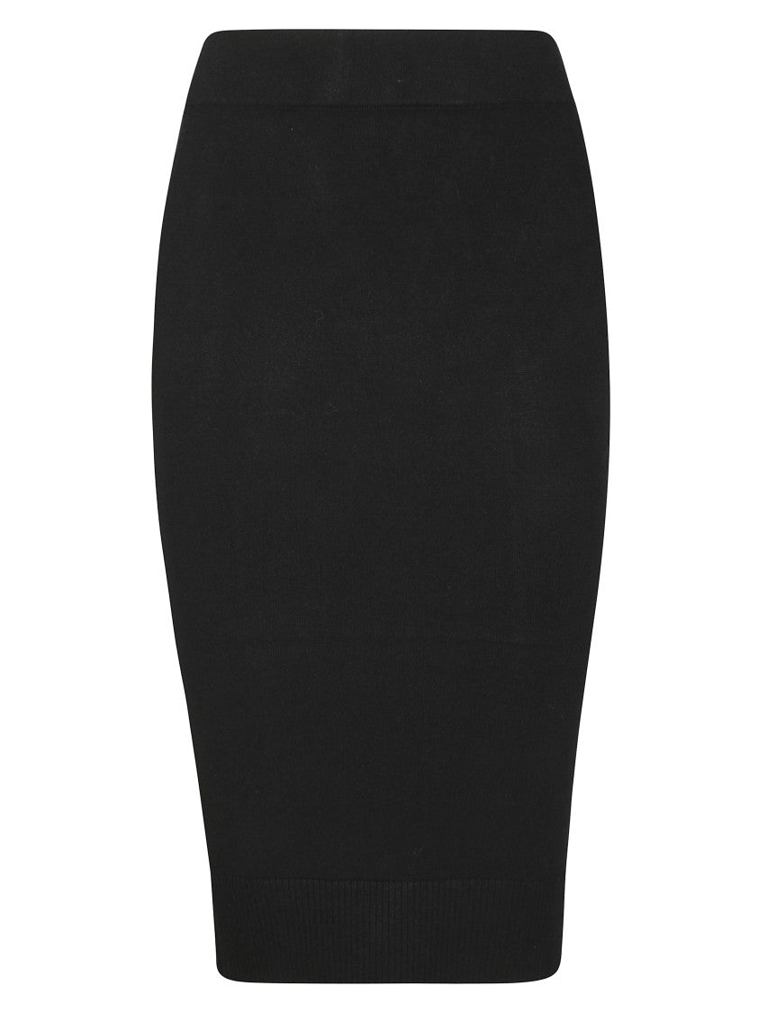 Dondup Fitted Black Skirt With Ribbed Hem