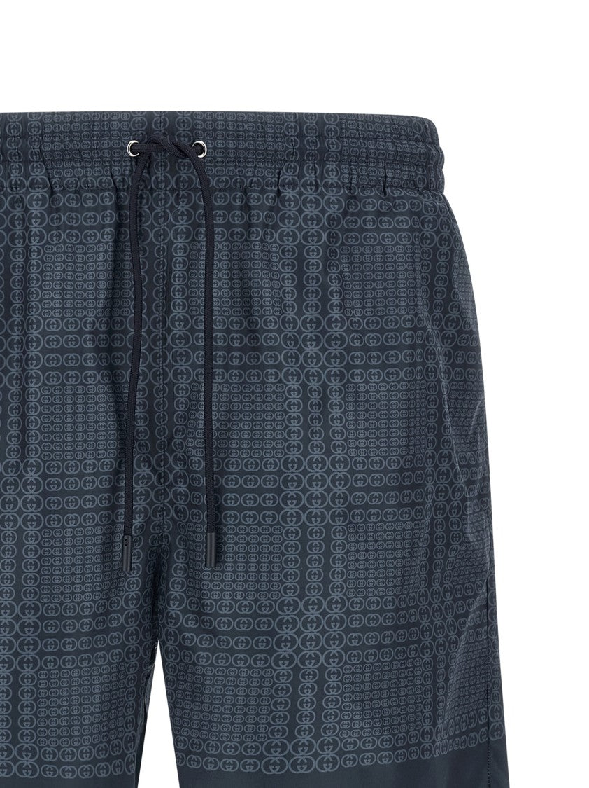 Gucci 'Incrocio Gg' Print Technical Poplin Swimsuit
