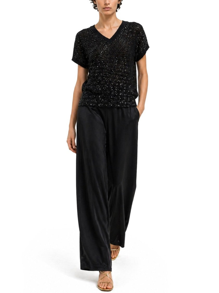 Fabiana Filippi V-Neck Cotton-Blend Sequin Top