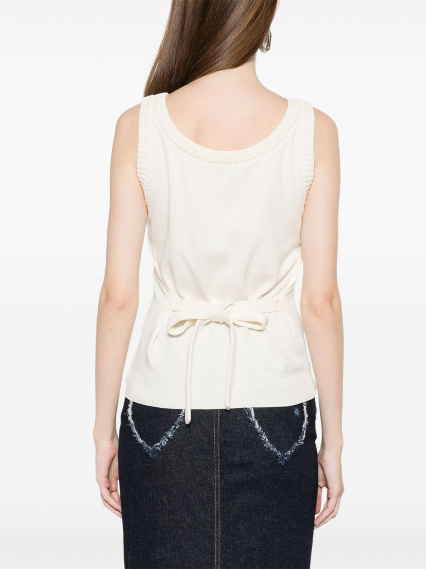 Moschino Off White Side Tie Sleeveless Top