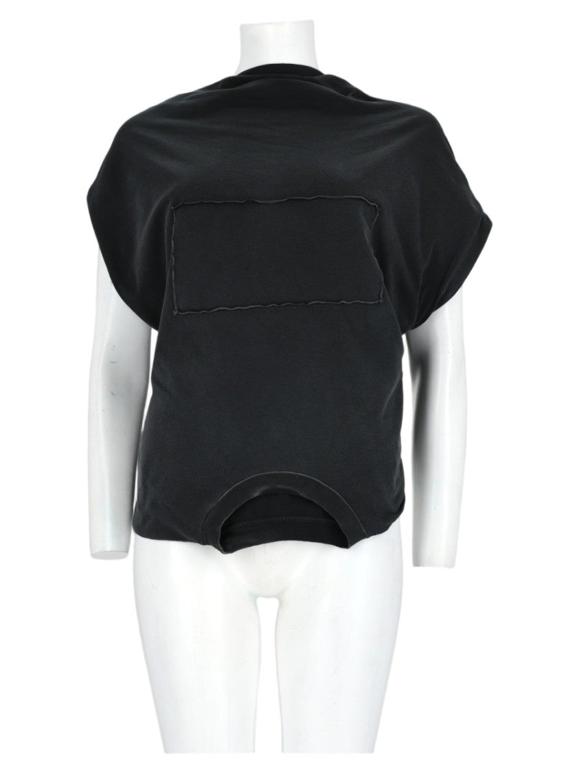 Maison Margiela Black Patch-Detail Short-Sleeve Top