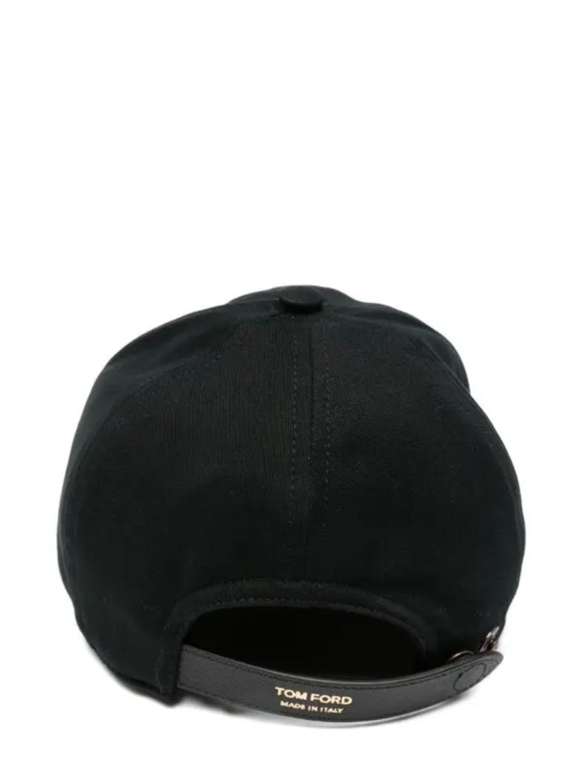 Tom Ford Classic Black Cap With Embroidered Logo And Adjustable Back Strap