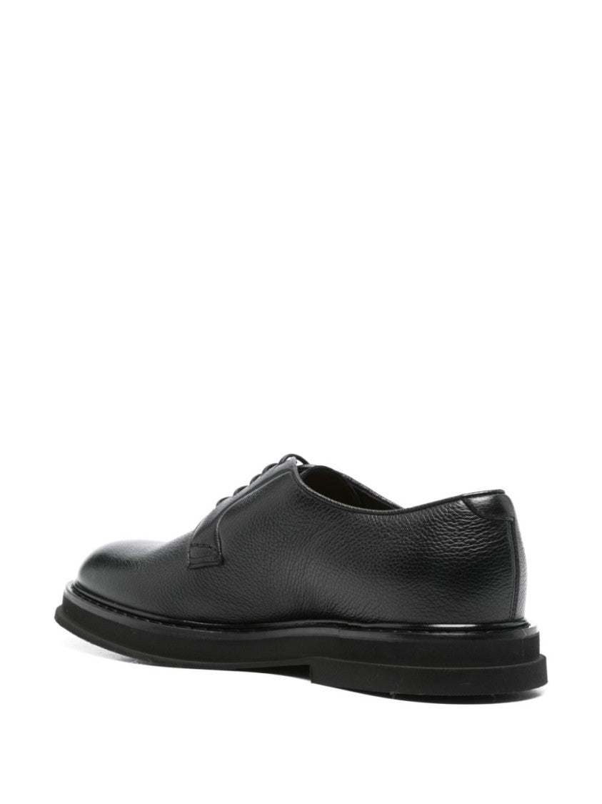 Doucal's Closed Black Derby Shoes With Lace-Up Front