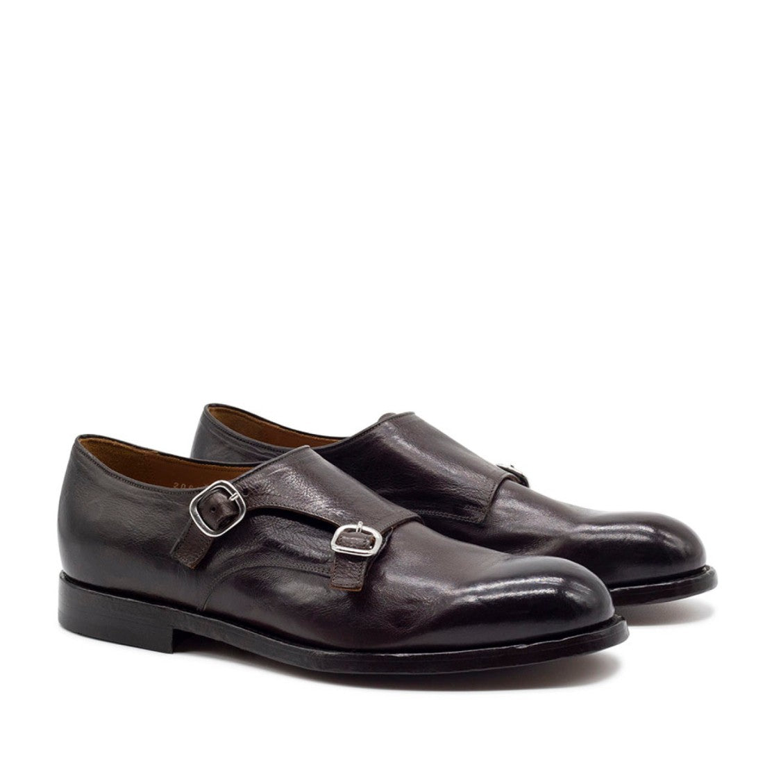 Green George Brown Double Buckle Shoe