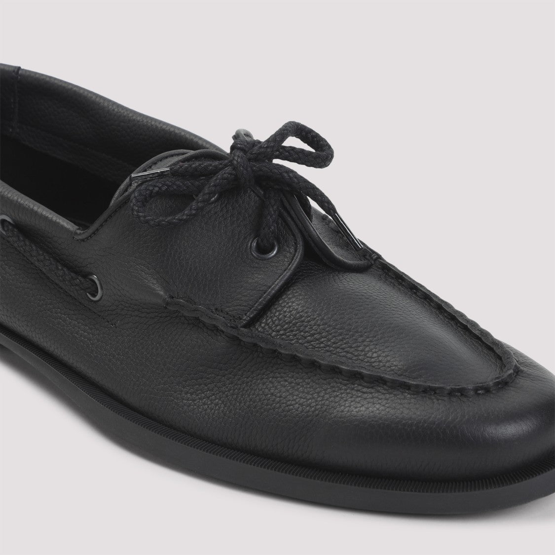 John Lobb Black Grained Leather Foil Loafers