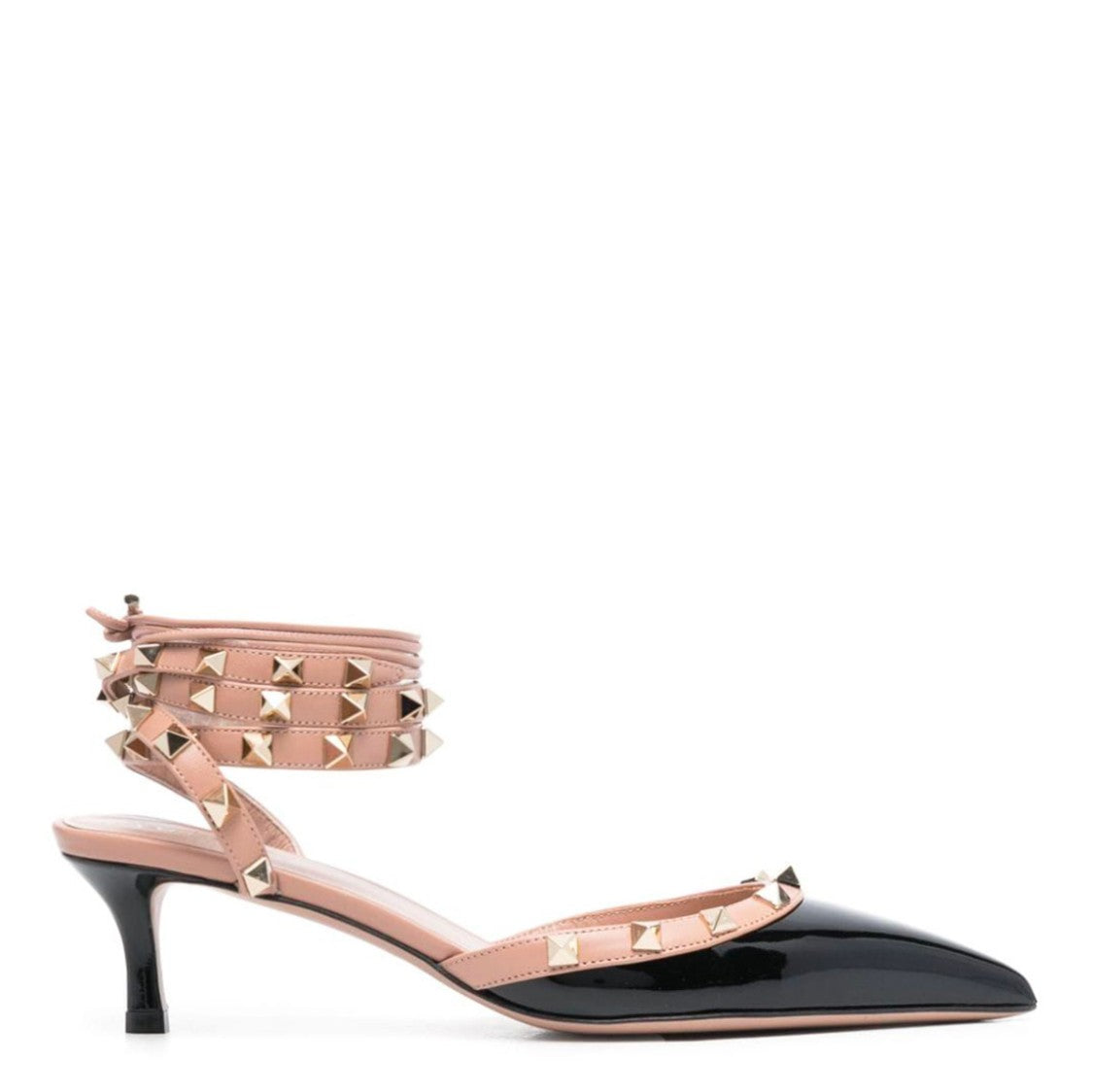 Valentino Garavani Black Leather Rockstud Slingback Pumps