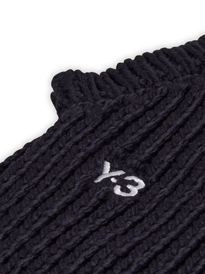 Y-3 Ribbed Knit Balaclava-Style Hat With Embroidered Logo