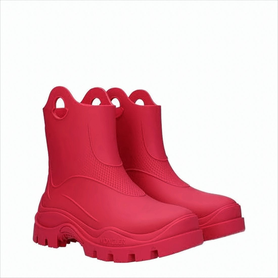 Moncler Chunky Red Ankle Boots With Thick Lug Sole