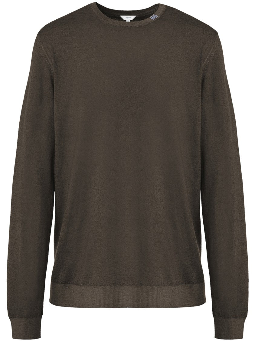 Malo Brown Crew Neck Cashmere Sweater