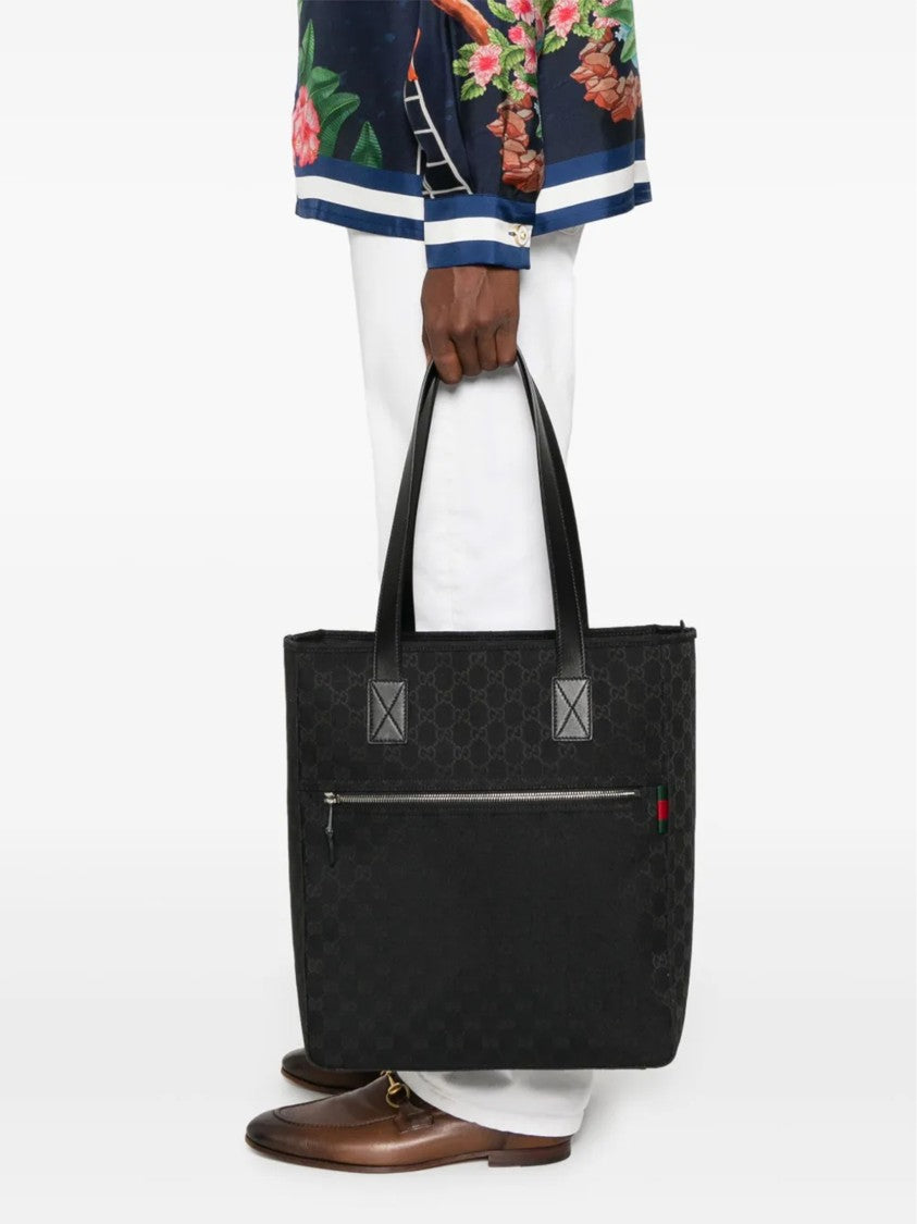 Gucci Beige Gg Canvas Web Detail Tote