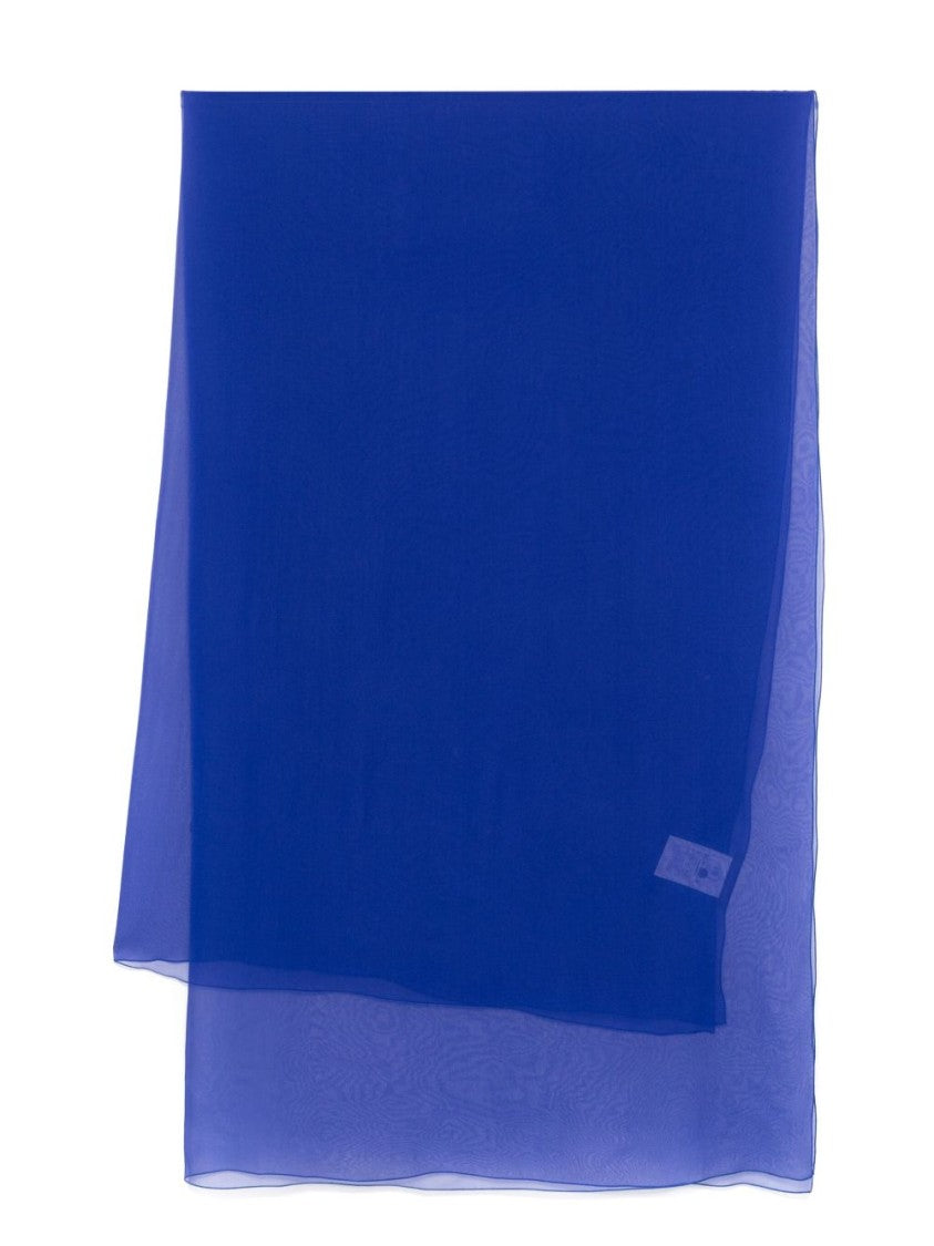 Alberta Ferretti Blue Silk Scarf With Sheer Texture