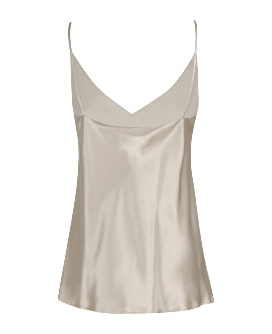 Max Mara White Silk Top With Delicate V-Neckline