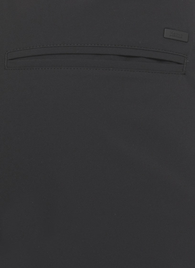 Herno Black Tech Fabric Straight-Leg Pants