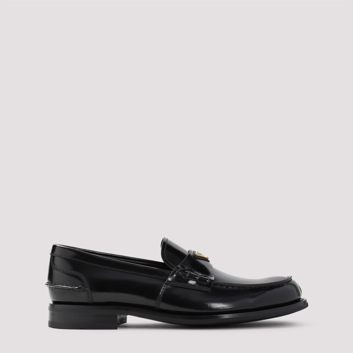 Prada Black Brushed Calf Leather Loafers