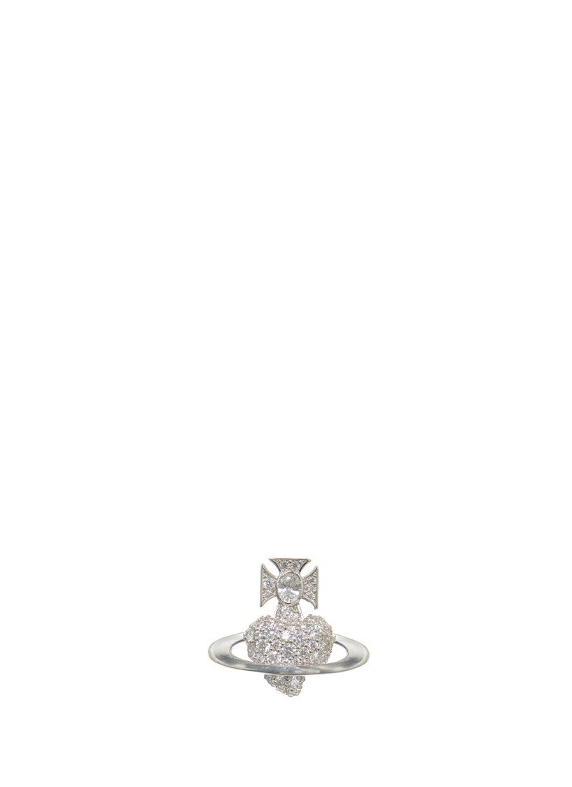 Vivienne Westwood Silver-Tone Orb Logo Earrings With Contrasting Crystals