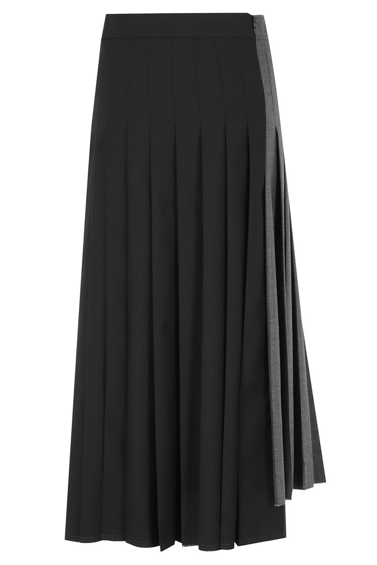 Department 5 Gray Marina Dual Design Checkered Pleated Midi Skirt