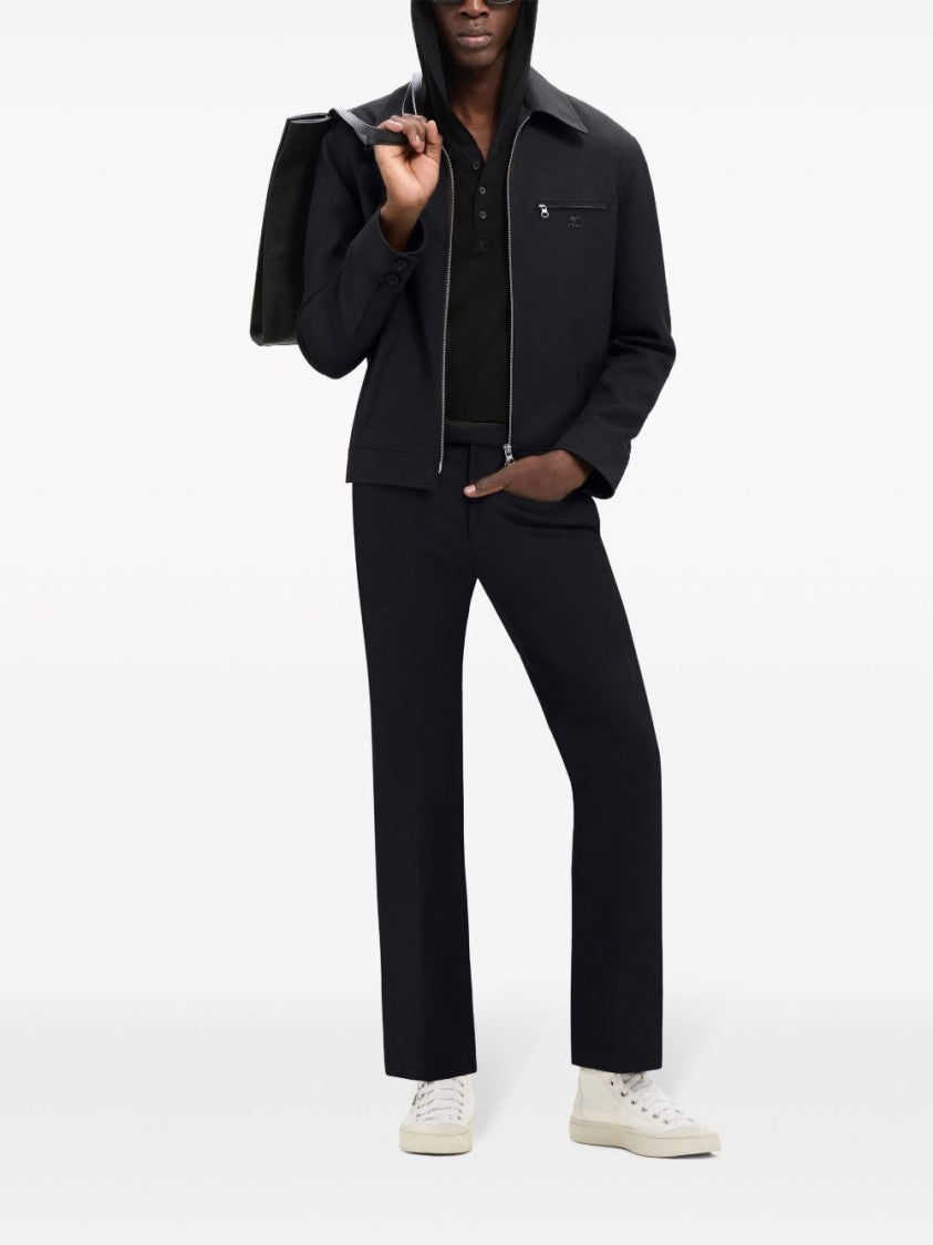 Courrèges Classic Collar Black Twill Weave Jacket