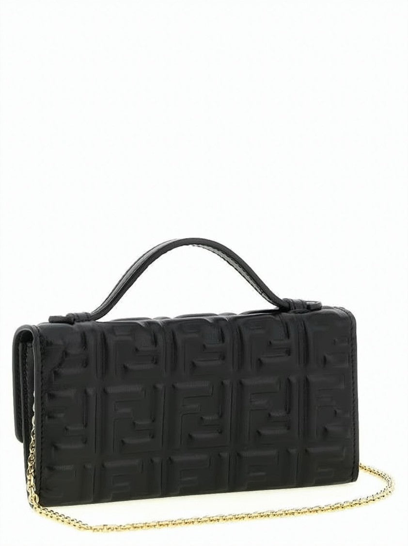 Fendi Black Geometric Pattern Lambskin Crossbody Bag