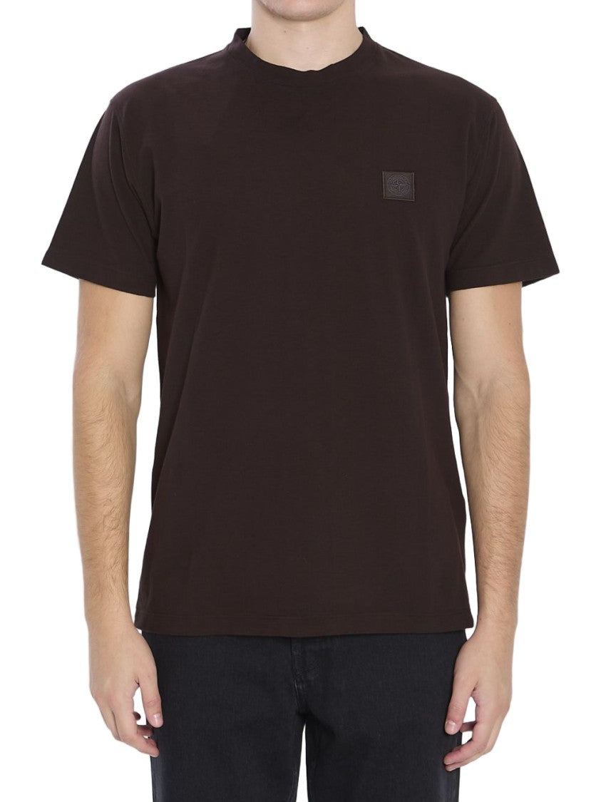 Stone Island Dark Brown Crepe Cotton Jersey T-Shirt