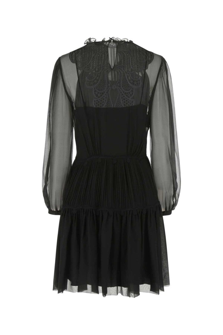 Alberta Ferretti Black Chiffon Mini Dress