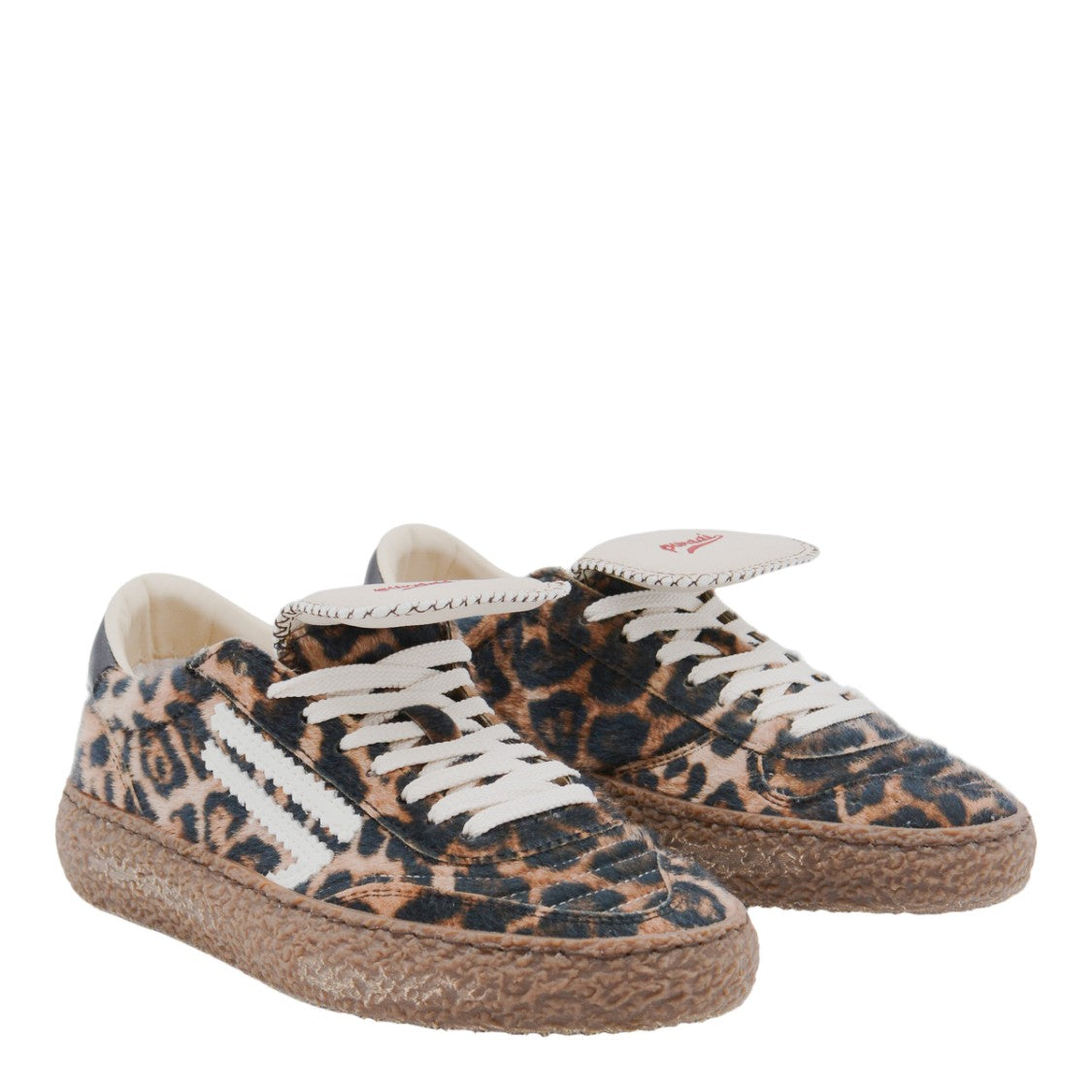 Puraai Leopard Print Sneakers With Textured Brown Sole