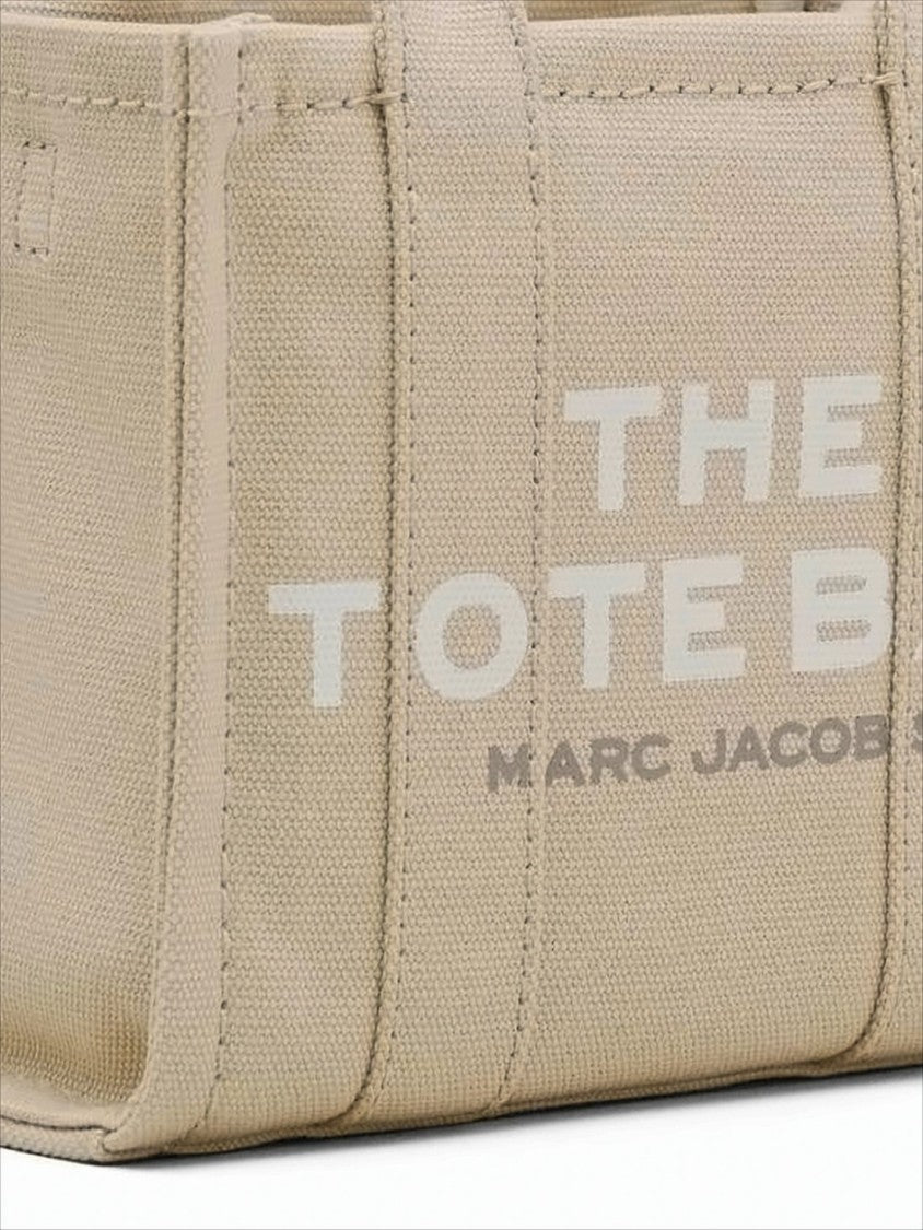 Marc Jacobs Compact Beige Cotton Canvas Tote With Detachable Strap