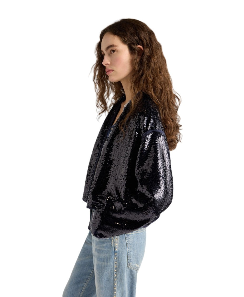 Momonì Pahoke Deconstructed Raw Edge Sequined Spencer Jacket