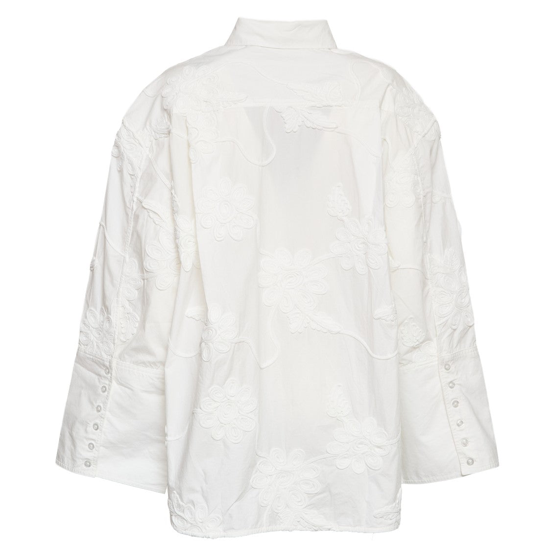 Rotate Lipy Flower Embroidered Cotton Oversized Shirt