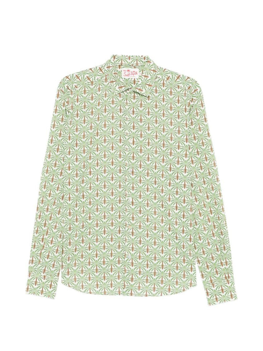 Mc2 Saint Barth Long-Sleeve Button-Up Shirt With Palm Tree Pattern