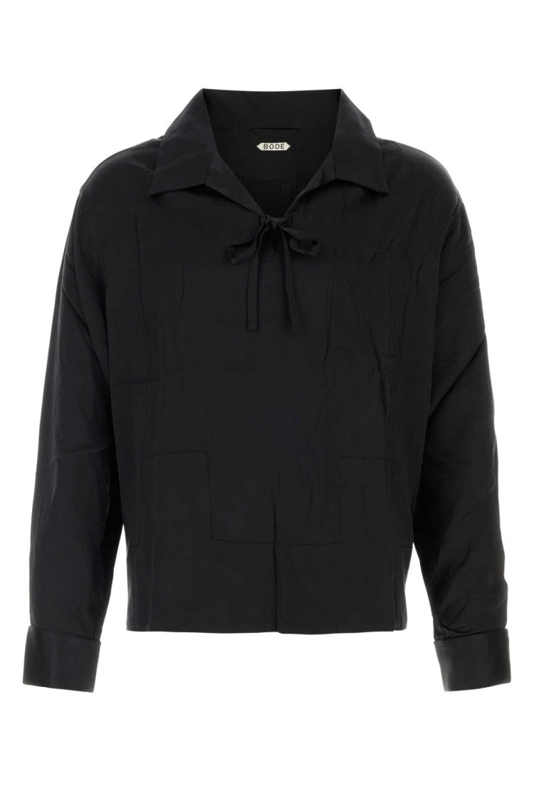 Bode Black Satin Maze Shirt