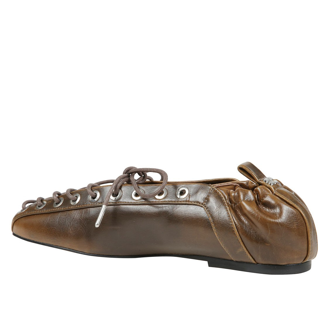 Ganni Ballerina Flats With Eyelet Lace-Up Detail