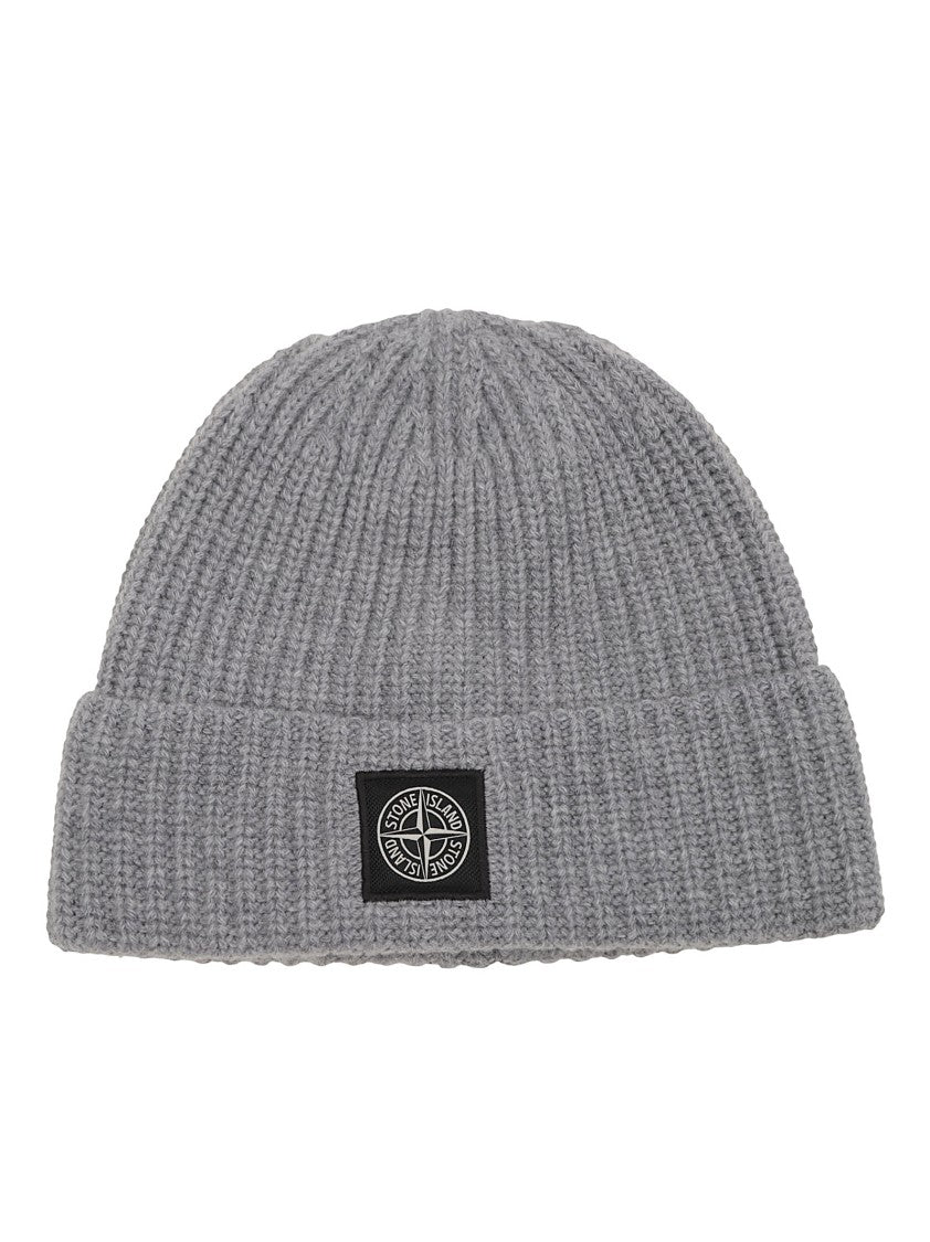 Stone Island Rws Virgin Wool Ribbed Folded Cuff Beanie