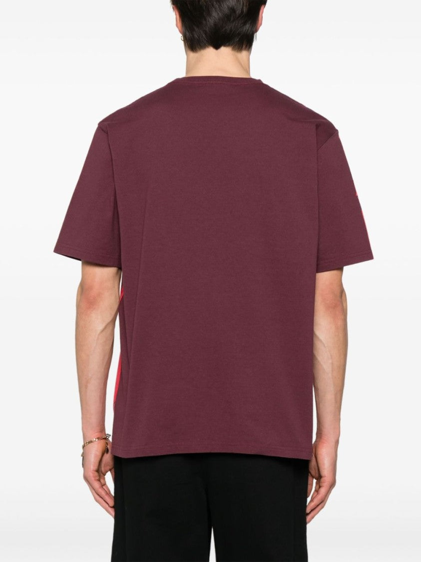 Alexander Mcqueen Bordeaux Red Crew Neck T-Shirt With Chest Pocket