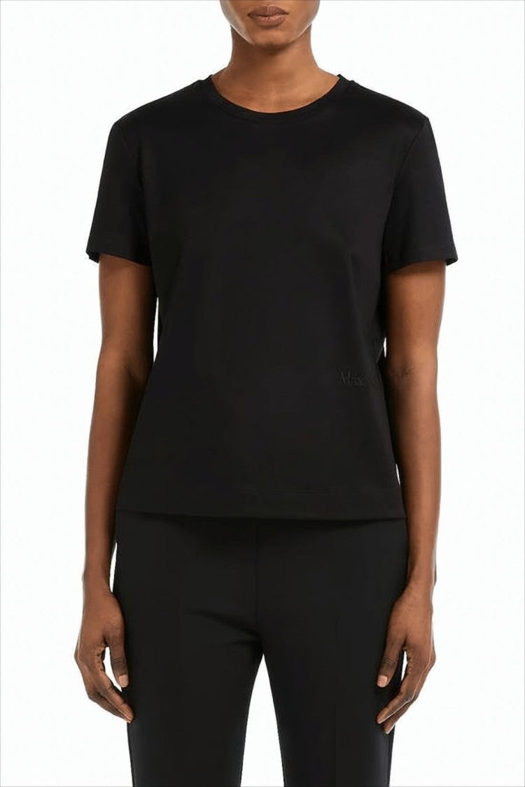 Max Mara Boxy Black T-Shirt With Crew Neckline