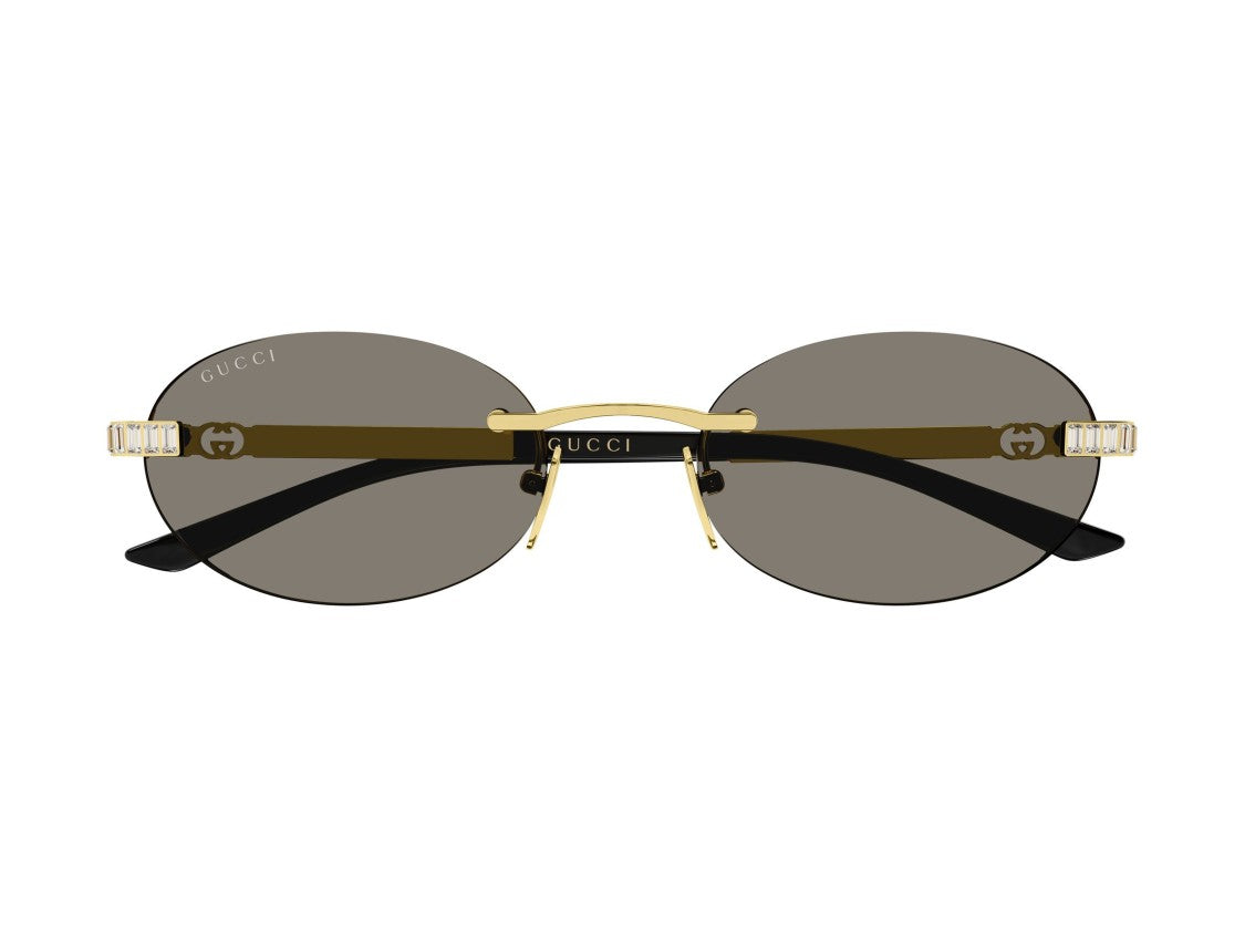 Gucci Gold Gg2214s Rimless Round Crystal Sunglasses