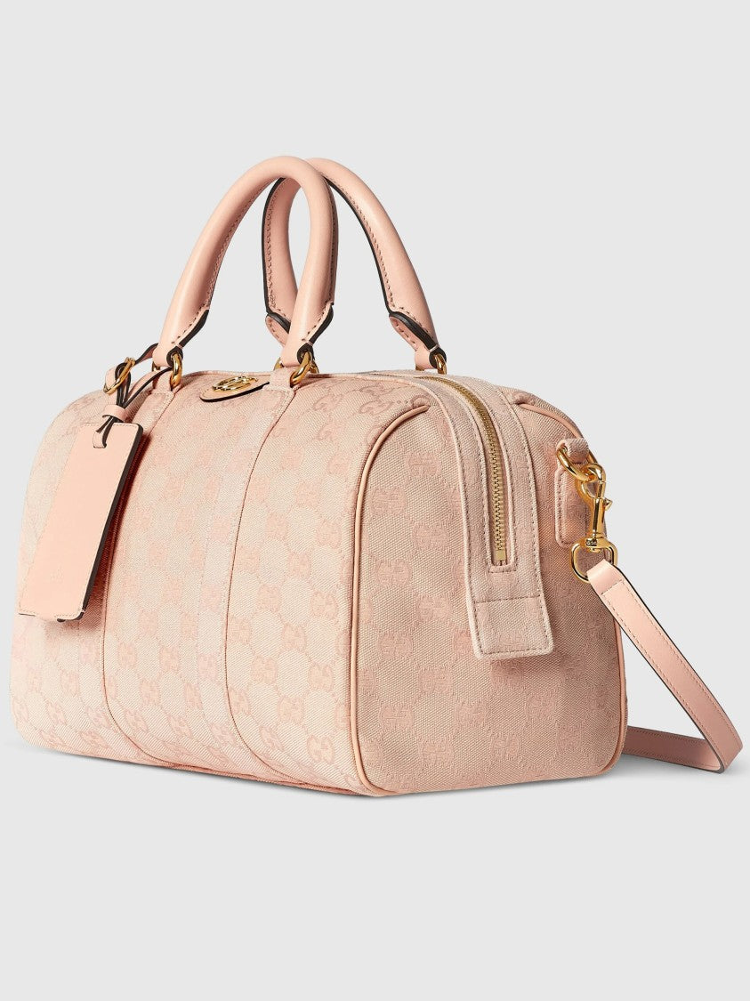 Gucci Pink Ophidia Structured Monogram Canvas Handbag
