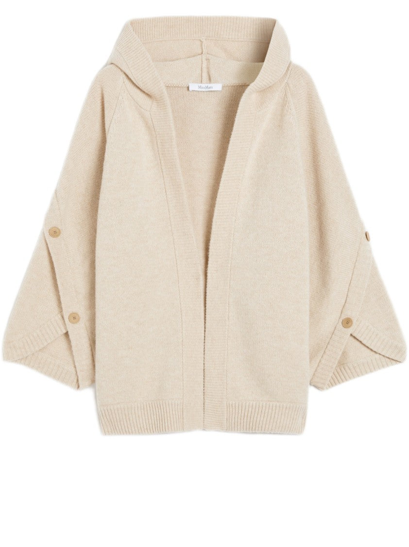 Max Mara Oversized Knit Cardigan With Hood And Horn Details