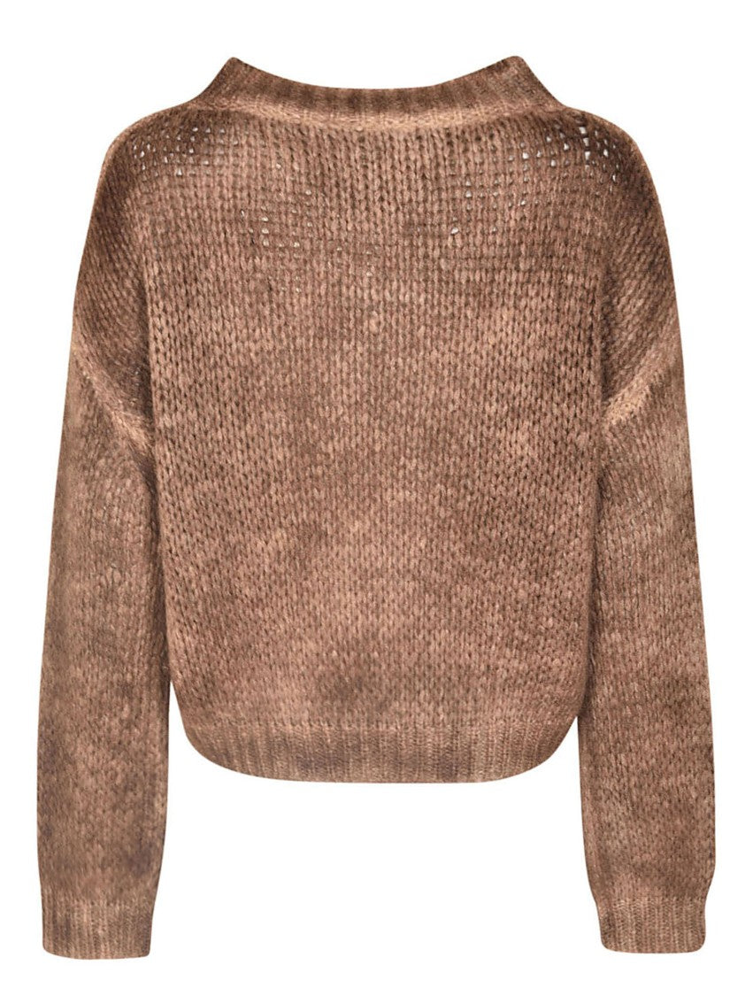 Roberto Collina Textured Knit Alpaca Sweater With Cropped Hem
