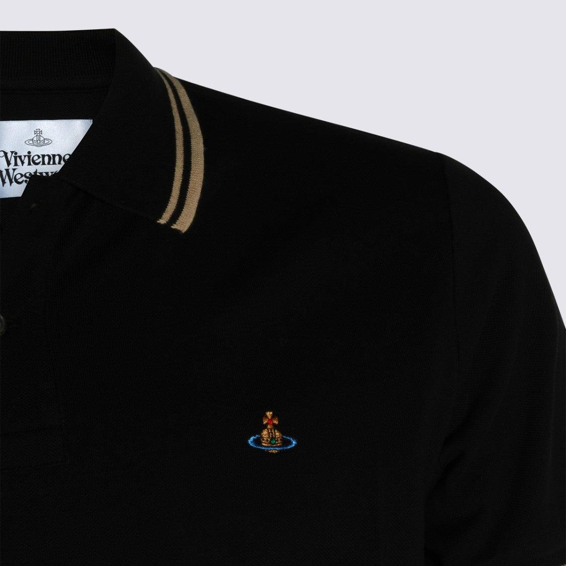 Vivienne Westwood Classic Black Polo Shirt With Ribbed Collar