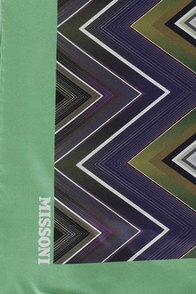 Missoni Green Zig-Zag Pattern Silk Scarf