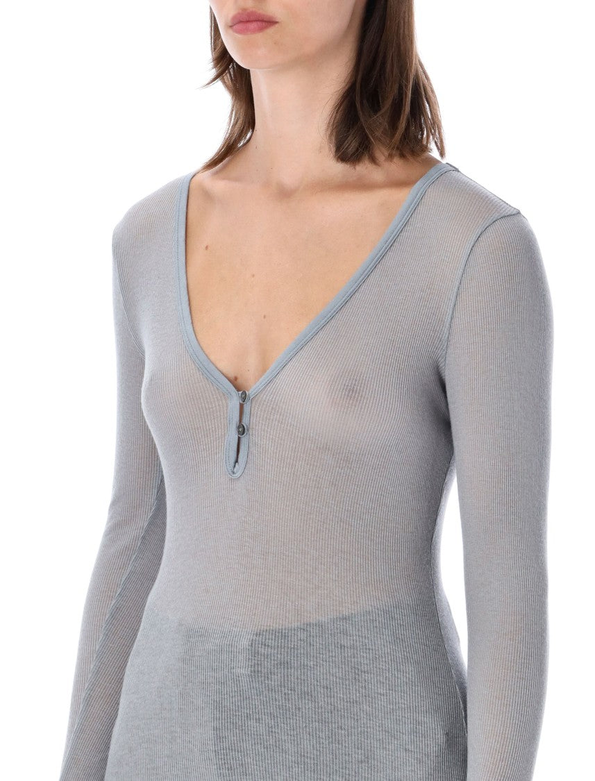 James Perse James Perse Serafino Ribbed Cotton-Cashmere Henley Top