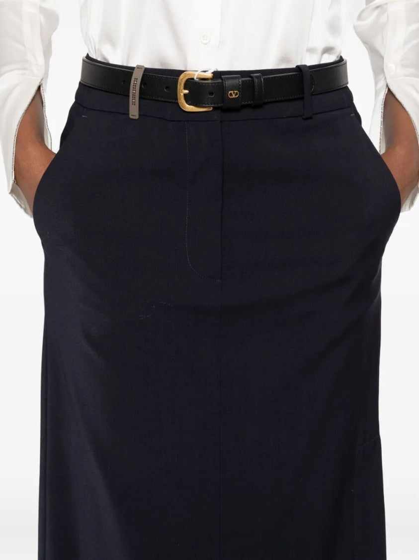 Peserico Tailored Black Wool Maxi Skirt