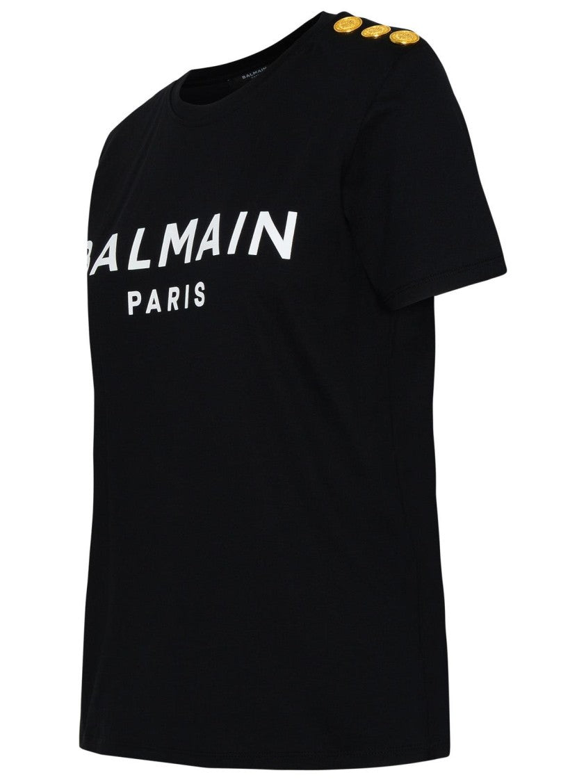 Balmain Black Cotton T-Shirt