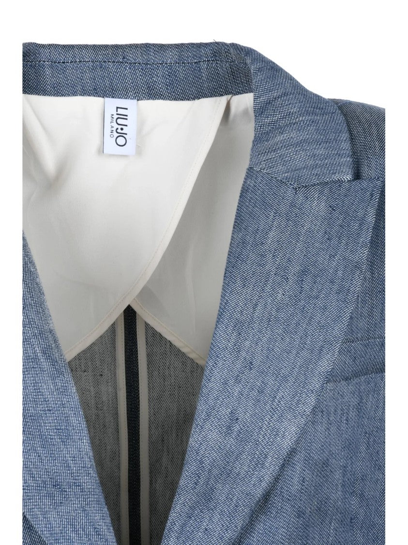 Liu Jo Tailored Blazer In Subtle Denim Texture