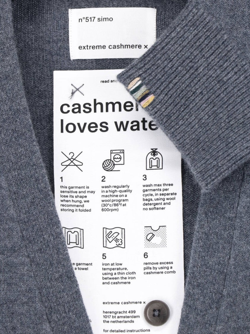 Extreme Cashmere Grey Simo V-Neck Long-Sleeve Cashmere Cardigan