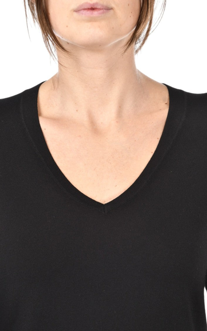 Paolo Fiorillo Capri Black Viscose Top With Wide V-Neckline