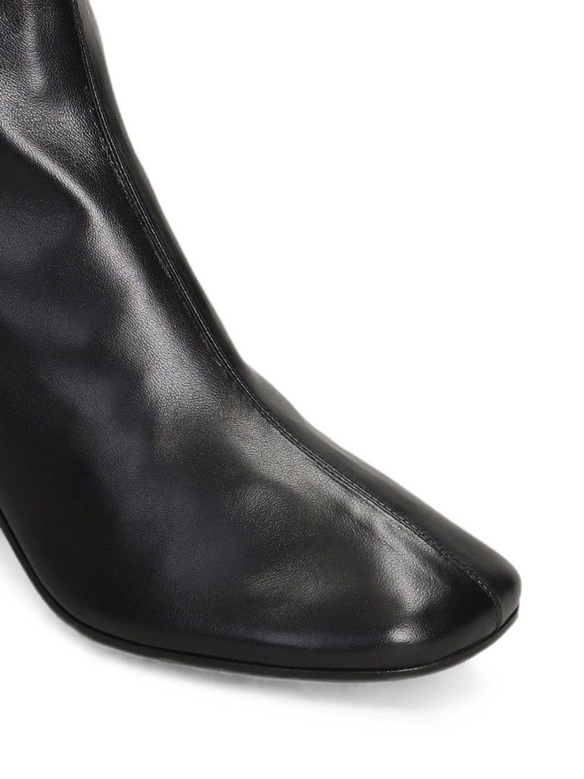 Paris Texas Black Pointed-Toe Silk-Nylon Ankle Boots