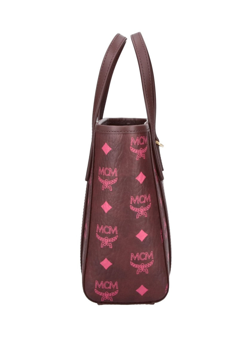 Mcm Brown Toni Mini Visetos Fabric Tote Bag